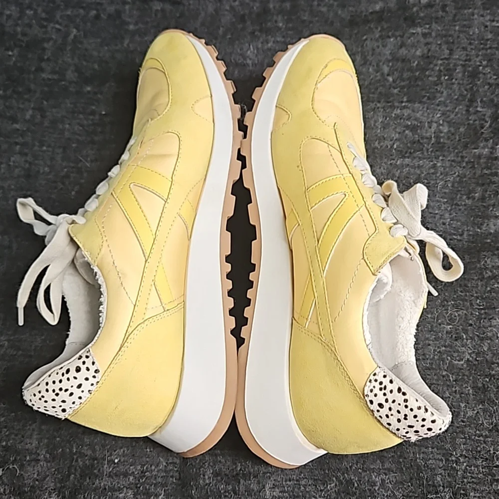 Dolce Vita Muzio Sneakers Retro Trainers  Yellow Suede Canvas Womens 10